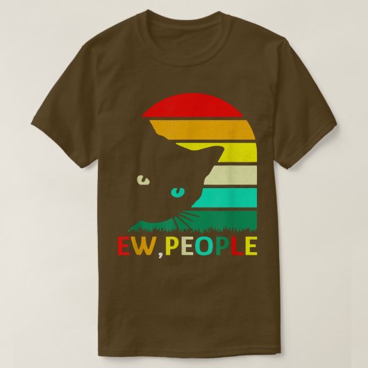 Ew People Black Cat おもしろい Social Etrovertedレトロ Tシャツ (デザイン正面)