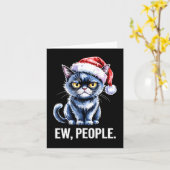 Ew People Black Cat Christmas Funny Introvert Holi カード (黄色い花)