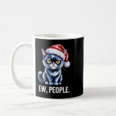 Ew People Black Cat Christmas Funny Introvert Holi コーヒーマグカップ (左)