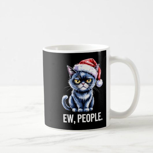 Ew People Black Cat Christmas Funny Introvert Holi コーヒーマグカップ (右)