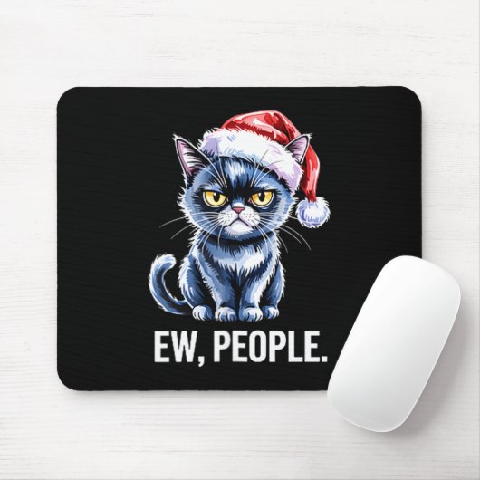 Ew People Black Cat Christmas Funny Introvert Holi マウスパッド (マウス)