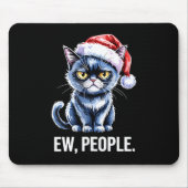 Ew People Black Cat Christmas Funny Introvert Holi マウスパッド (正面)
