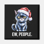 Ew People Black Cat Christmas Funny Introvert Holi マグネット (正面)