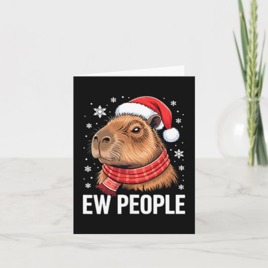 Ew People Capybara Christmas Funny Introvert Holid カード (正面)