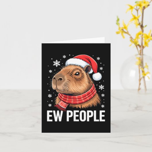 Ew People Capybara Christmas Funny Introvert Holid カード (黄色い花)
