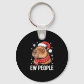 Ew People Capybara Christmas Funny Introvert Holid キーホルダー (正面)