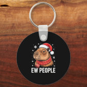 Ew People Capybara Christmas Funny Introvert Holid キーホルダー (正面)