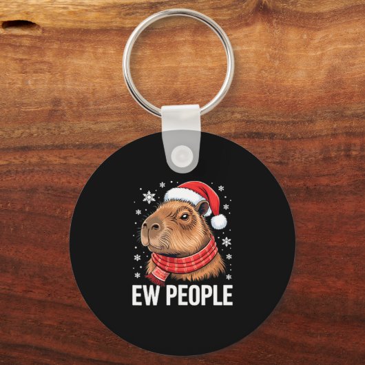 Ew People Capybara Christmas Funny Introvert Holid キーホルダー (正面)