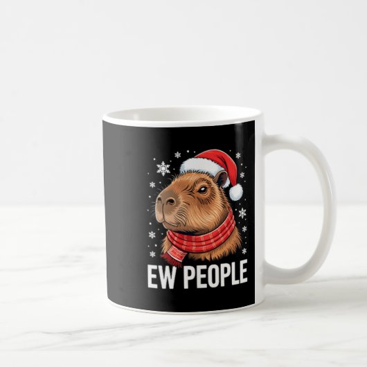 Ew People Capybara Christmas Funny Introvert Holid コーヒーマグカップ (右)
