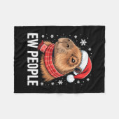 Ew People Capybara Christmas Funny Introvert Holid フリースブランケット (正面(横))
