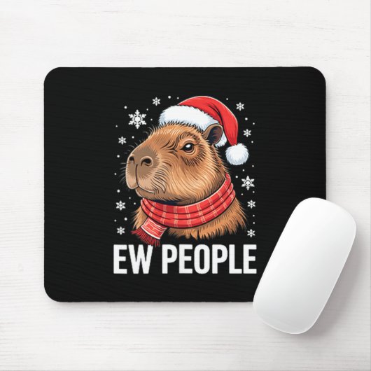 Ew People Capybara Christmas Funny Introvert Holid マウスパッド (マウス)
