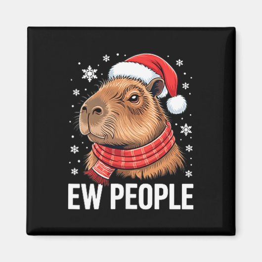 Ew People Capybara Christmas Funny Introvert Holid マグネット (正面)