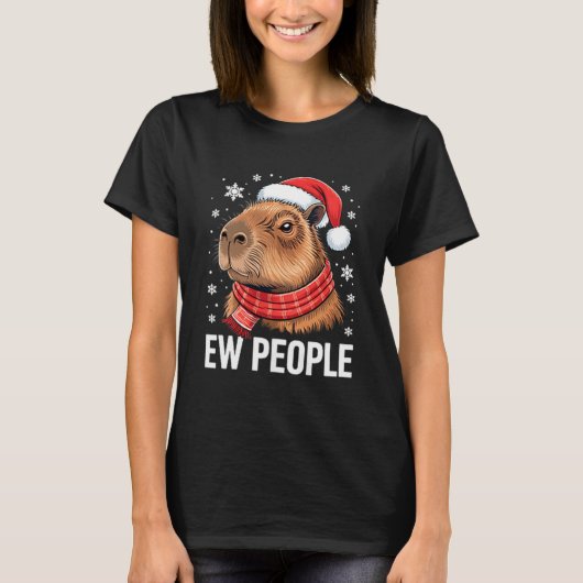 Ew People Capybara Christmas Funny Introvert Holid Tシャツ (正面)