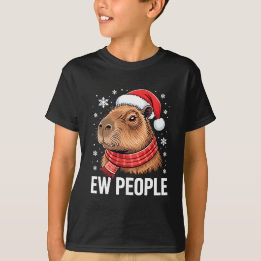 Ew People Capybara Christmas Funny Introvert Holid Tシャツ (正面)