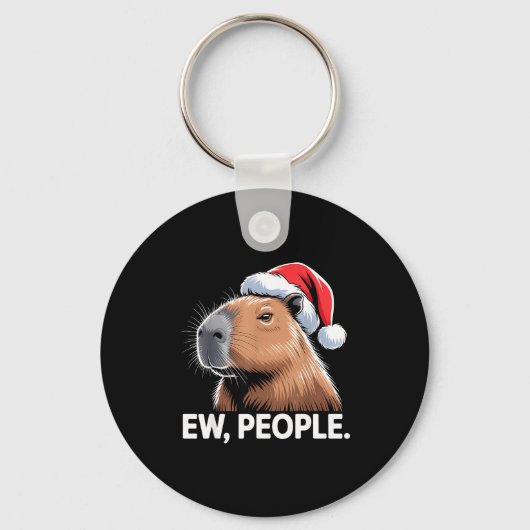 Ew People Capybara Christmas Humor  キーホルダー (正面)