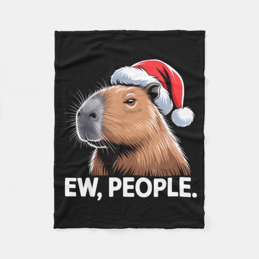Ew People Capybara Christmas Humor  フリースブランケット (正面)