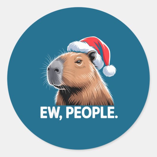 Ew People Capybara Christmas Humor  ラウンドシール (正面)