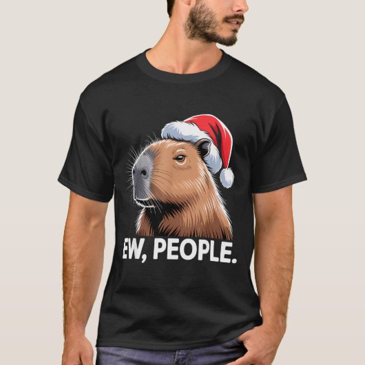 Ew People Capybara Christmas Humor Tシャツ (正面)