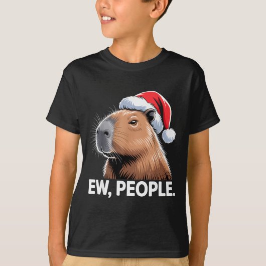 Ew People Capybara Christmas Humor Tシャツ (正面)