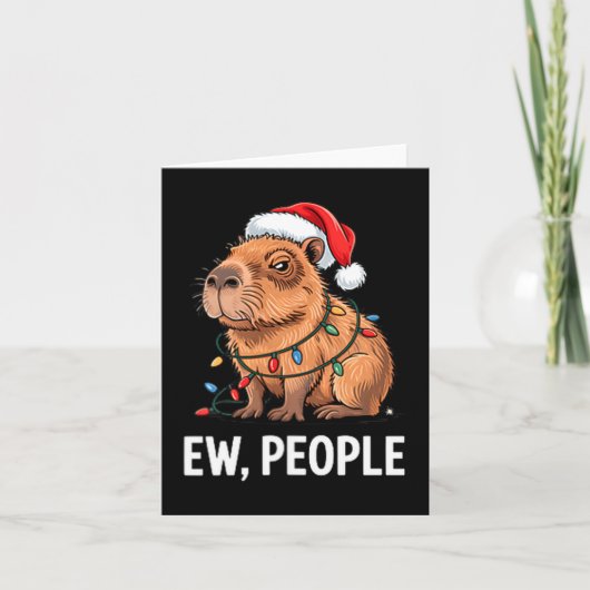 Ew People Capybara Christmas Lights Funny Introver カード (正面)