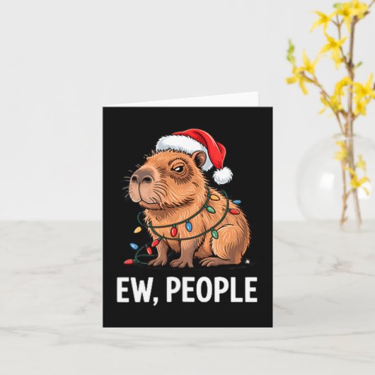 Ew People Capybara Christmas Lights Funny Introver カード (黄色い花)