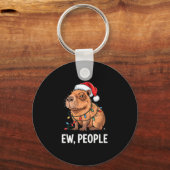 Ew People Capybara Christmas Lights Funny Introver キーホルダー (正面)