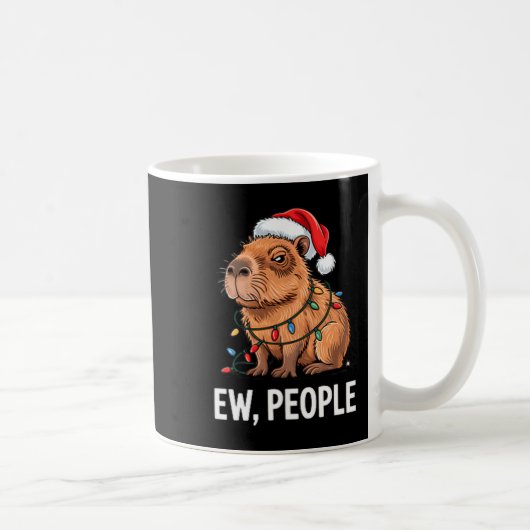 Ew People Capybara Christmas Lights Funny Introver コーヒーマグカップ (右)