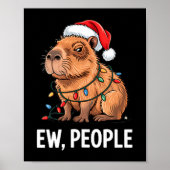 Ew People Capybara Christmas Lights Funny Introver ポスター (正面)