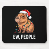 Ew People Capybara Christmas Lights Funny Introver マウスパッド (正面)