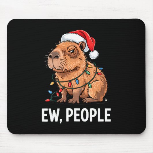 Ew People Capybara Christmas Lights Funny Introver マウスパッド (正面)