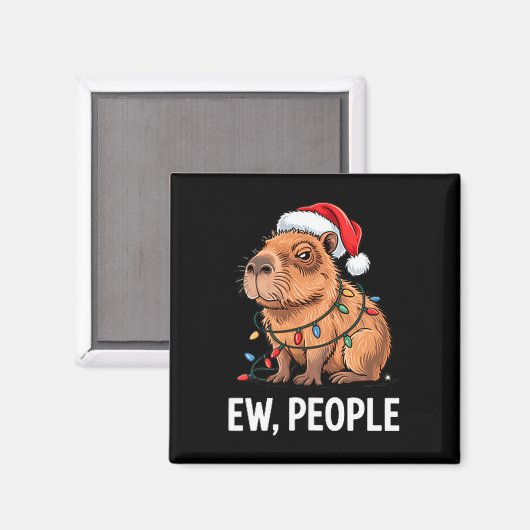 Ew People Capybara Christmas Lights Funny Introver マグネット (正面/裏面)