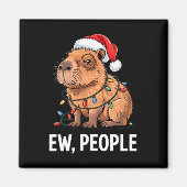 Ew People Capybara Christmas Lights Funny Introver マグネット (正面)