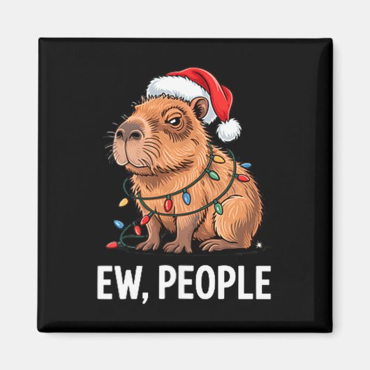 Ew People Capybara Christmas Lights Funny Introver マグネット (正面)