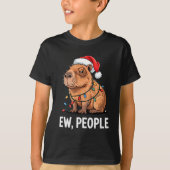 Ew People Capybara Christmas Lights Funny Introver Tシャツ (正面)