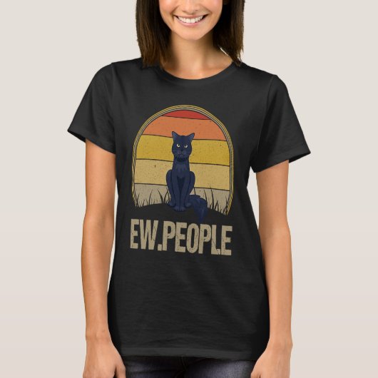 Ew People Catヴィンテージアンチソーシャル内向型 Tシャツ (正面)