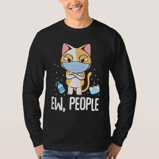 Ew People   Cat Wearing Face Mask Washing Hands Tシャツ (正面)