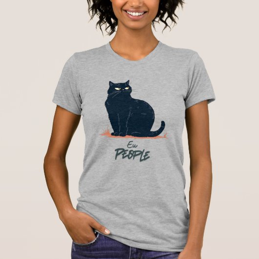 Ew People Funny Introvert Cat Vintage Tシャツ (正面)
