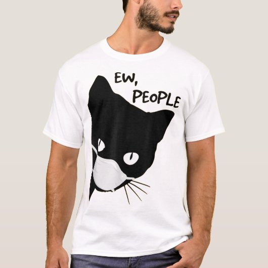 Ew People Masked Black Cat Design Tシャツ (正面)