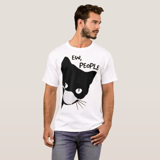 Ew People Masked Black Cat Design Tシャツ (正面フル)