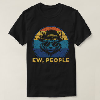 Ew People Retro Sunset Introvert Cat Tシャツ