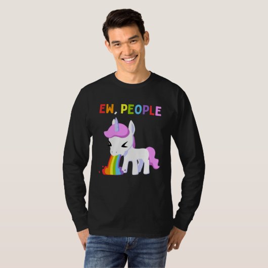 Ew People Unicorn Antisocial Rainbow Tシャツ (正面フル)