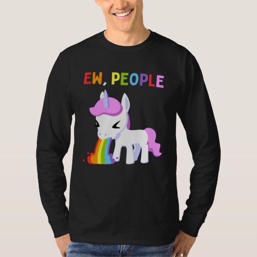 Ew People Unicorn Antisocial Rainbow Tシャツ (正面)