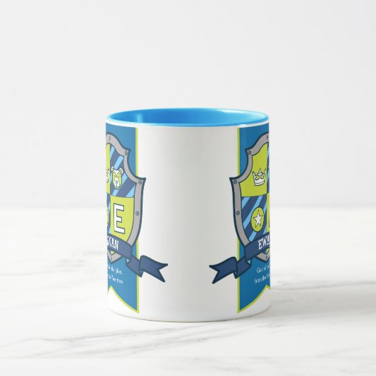 Ewan letter E crest blue green name意味mag マグカップ (中央)