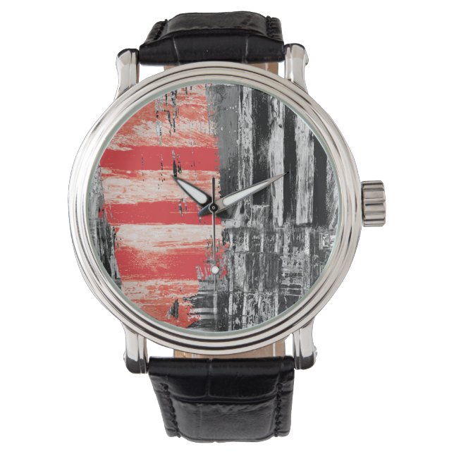 eWatch Watch – Red Pulse Abstract Design 腕時計 (正面)