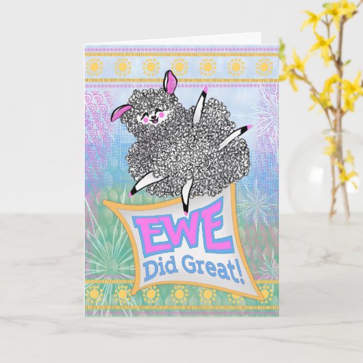 Ewe Did Great! – Kid Congratulations カード (黄色い花)