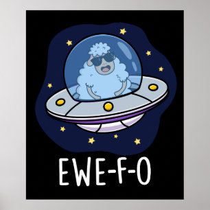 Ewe-F-O UFOプンおもしろいダークBG ポスター