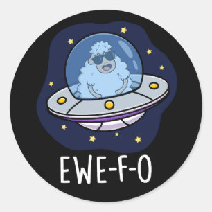 Ewe-F-O UFOプンおもしろいダークBG ラウンドシール