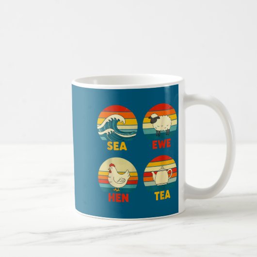 Ewe Quote Sea Hen Tea Sunset Apparel コーヒーマグカップ (右)