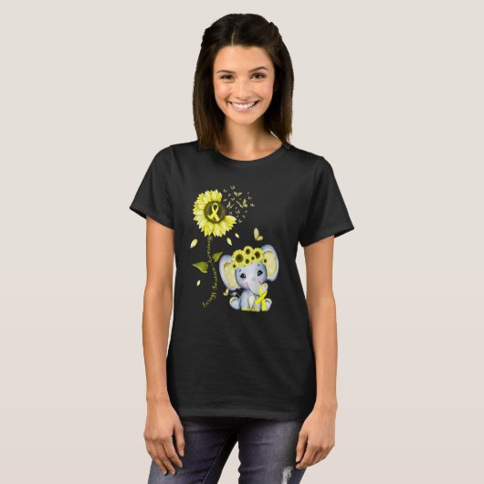Ewings Sarcoma Awareness Yellow Hippie Sunflower E Tシャツ (正面フル)