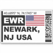 EWR Newark Boarding Pass - New Jersey Travel シール (正面)